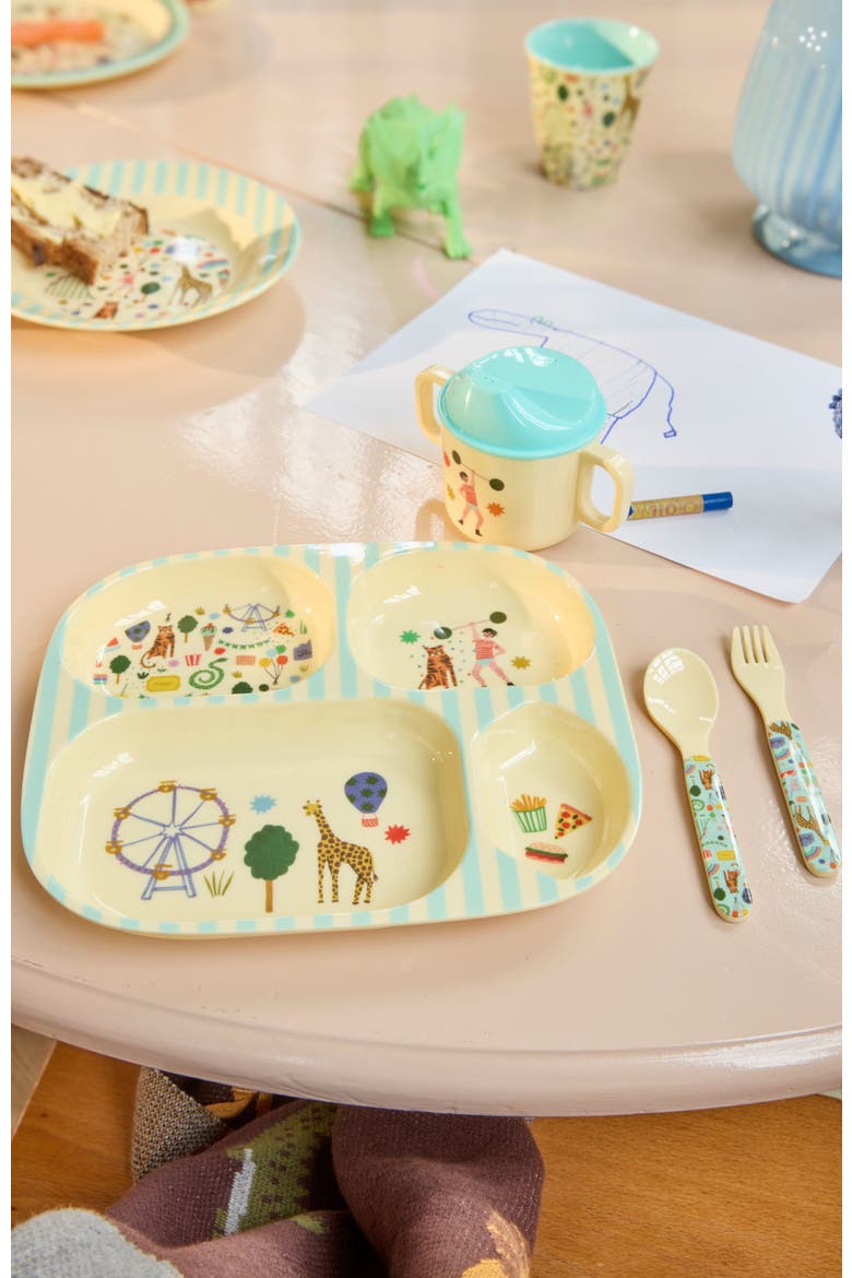 Melamine Kids 4 Room Plate Fun Fair, Alternate, color, Mint