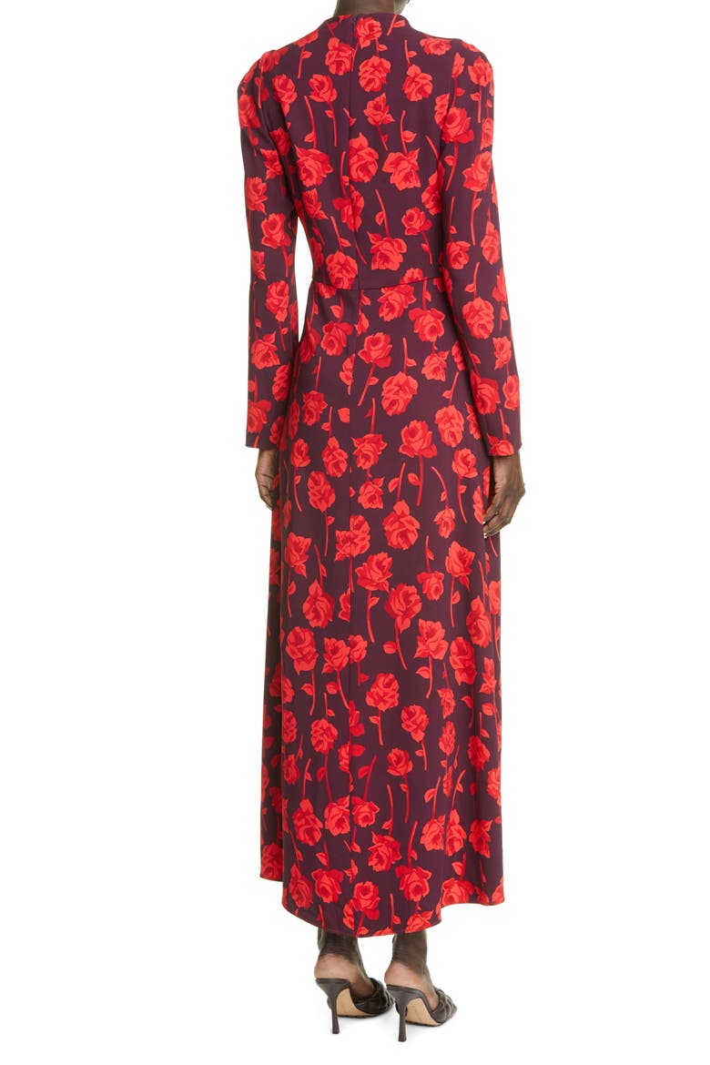 Floral Print Long Sleeve Dress, Alternate, color, AUBERGINE