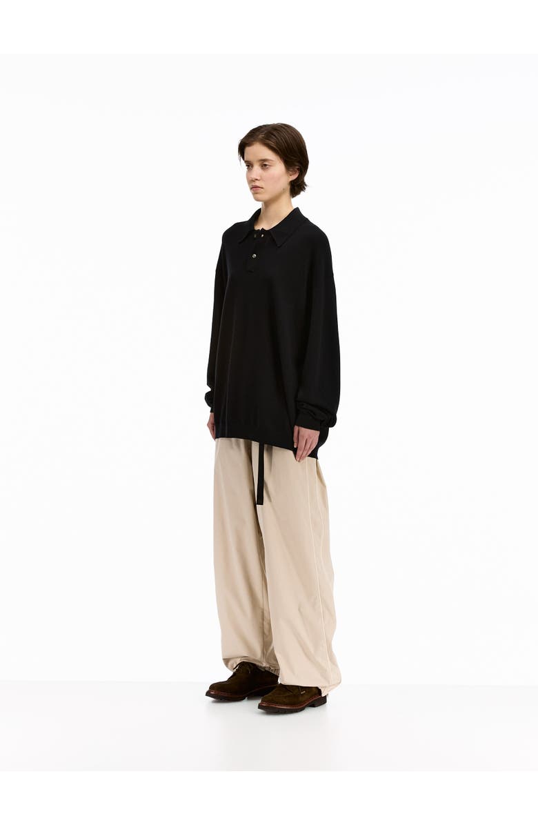 vowels Lightweight Knit Polo Sweater, Alternate, color, Black