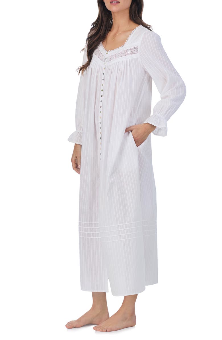 Eileen West Long Sleeve Cotton Dobby Nightgown, Alternate, color,