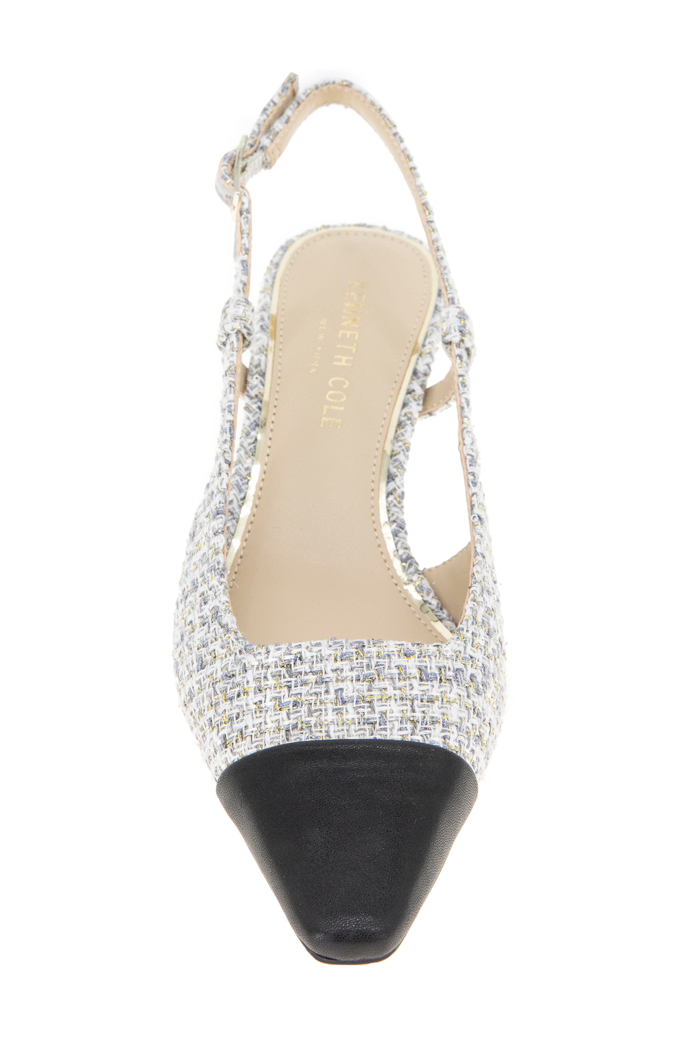 Kenneth Cole Martha Slingback Cap Toe Kitten Heel Pump, Alternate, color, Grey Fabric