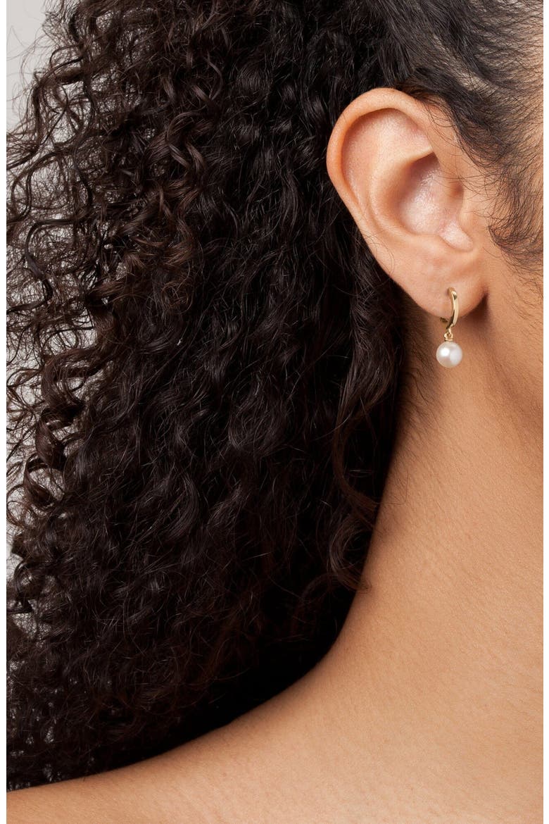 Pearl Huggie Earrings, Alternate, color, Yellow Gold Vermeil