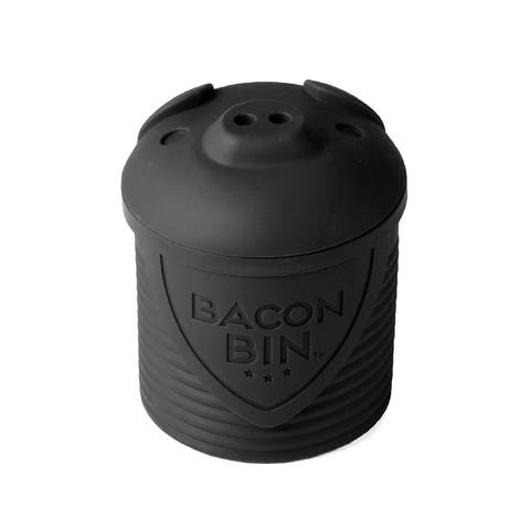 Bacon Bin Silicone Grease Container with Strainer, 1 cup, Black