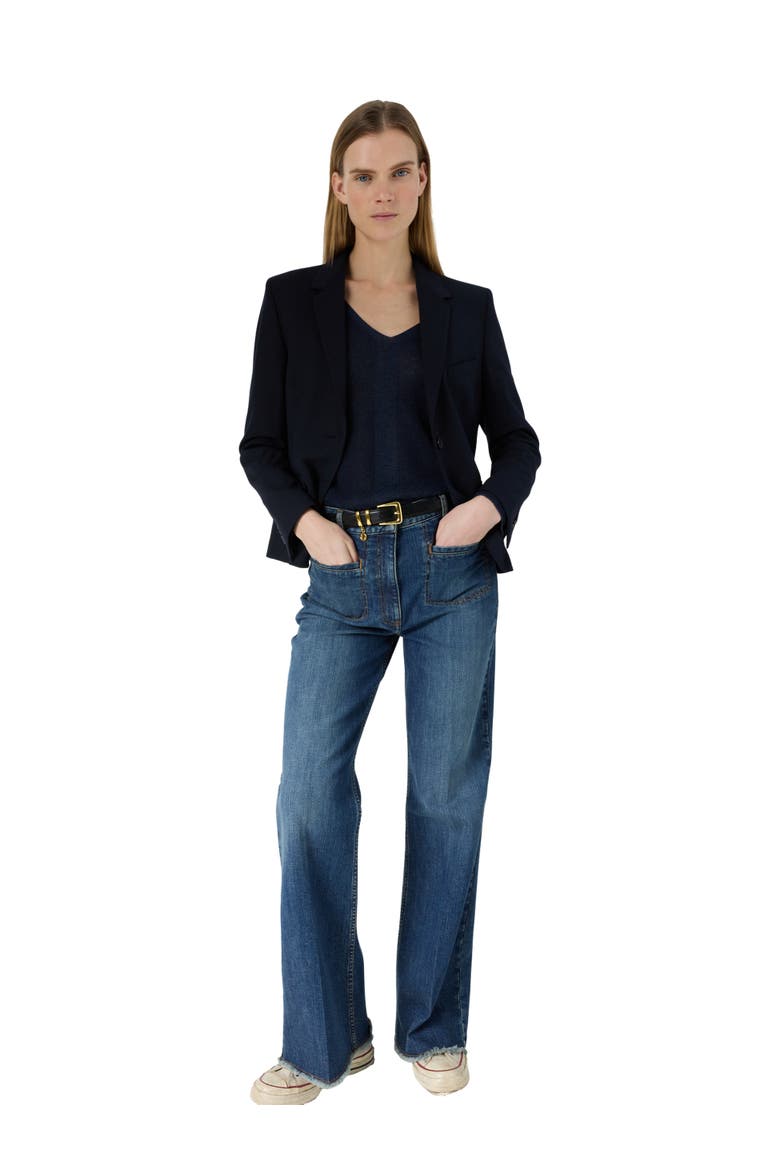 Layla V-Neck Sweater, Alternate, color, Navy Blue