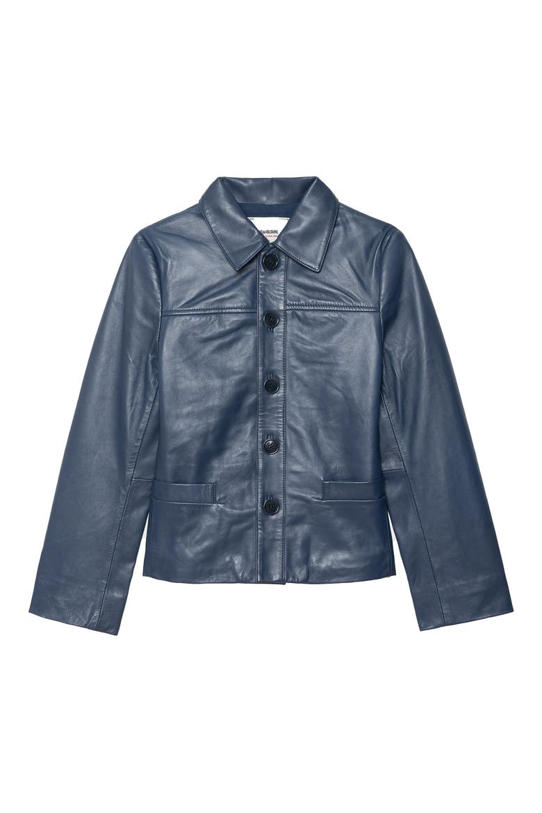 LIamys Leather Jacket, Alternate, color, MARINE