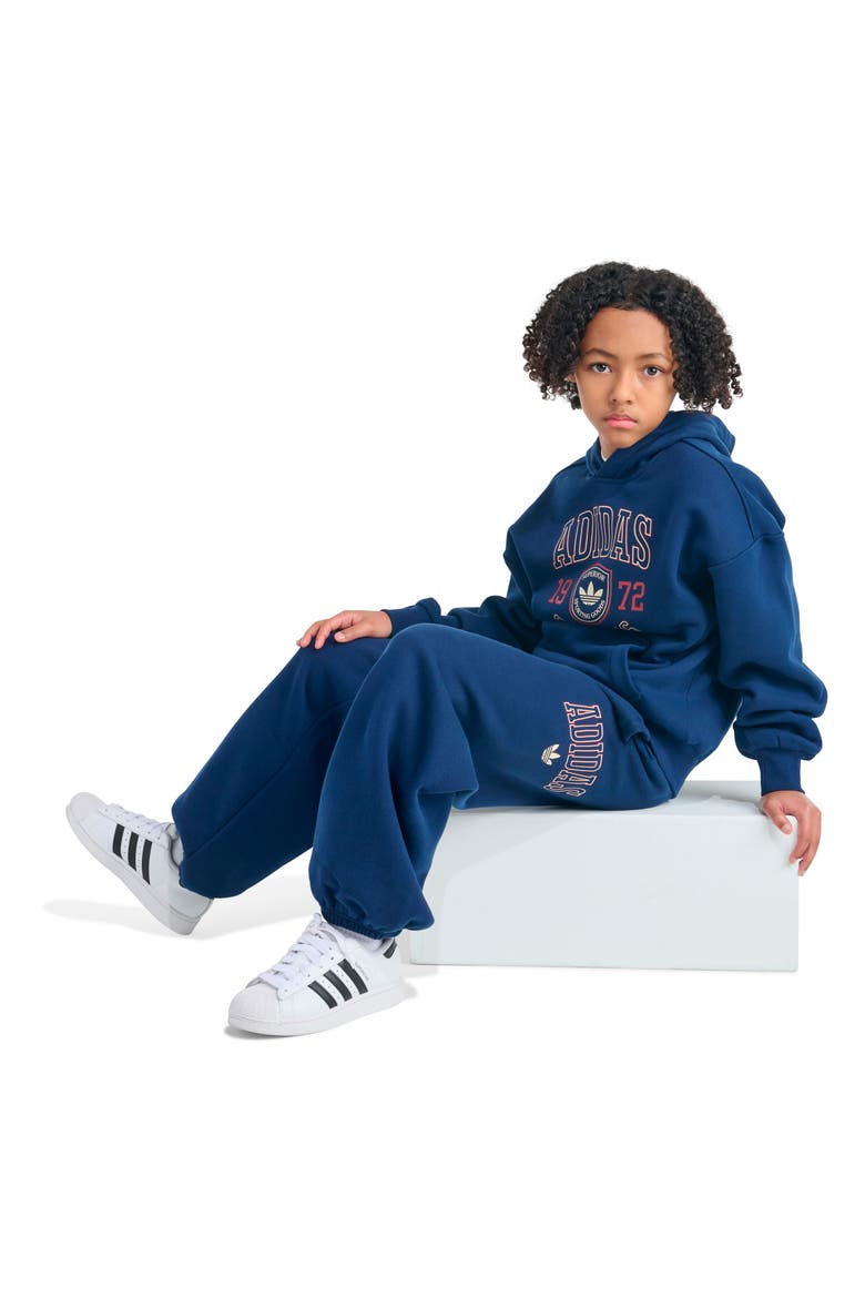 Kids' Varsity Graphic Fleece Pants, Alternate, color, DARK BLUE