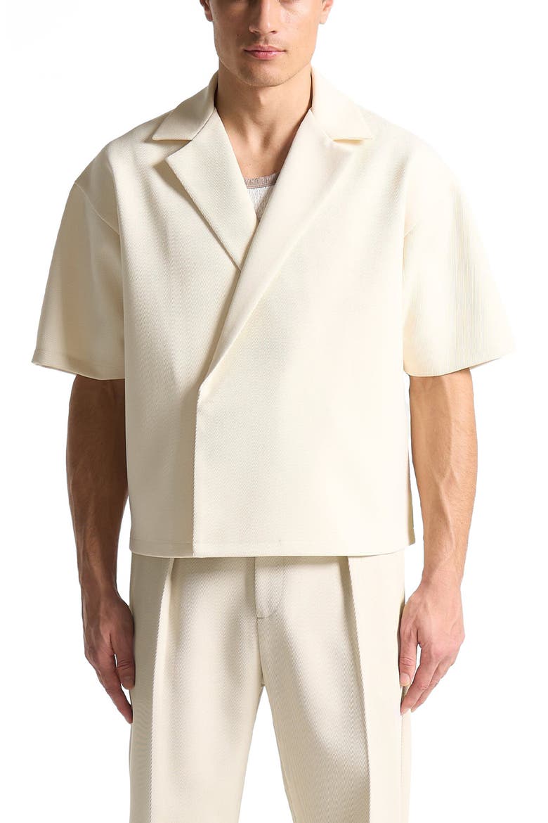 Abel Boxy Twill Double Breasted Shirt, Main, color, Cream