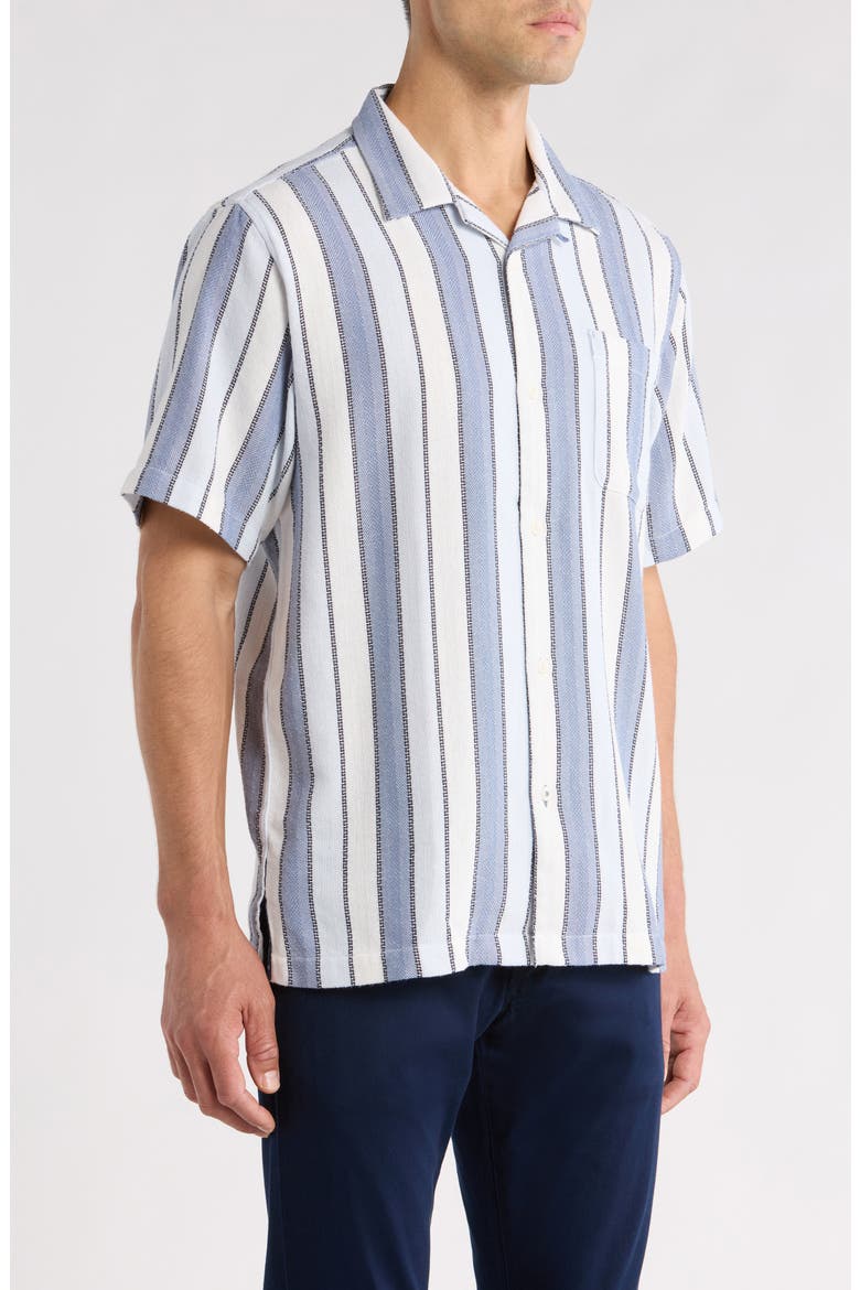 Santorini Stripe Cotton Blend Button-Up Shirt, Alternate, color, TIDAL TEMPEST