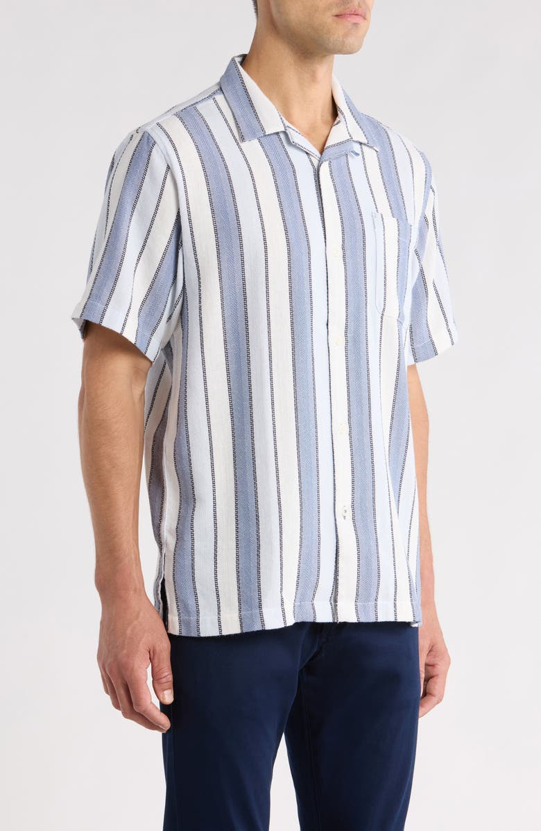 Tommy Bahama Santorini Stripe Cotton Blend Button-Up Shirt, Alternate, color, Tidal Tempest