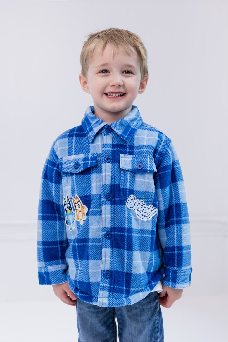 Button Front Shacket, Alternate, color, Bluey Bingo Blue Plaid