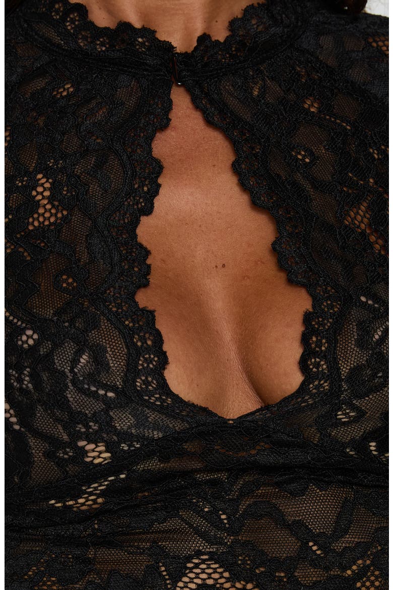 Quinbie Lace Short Sleeve Top, Alternate, color, BLACK