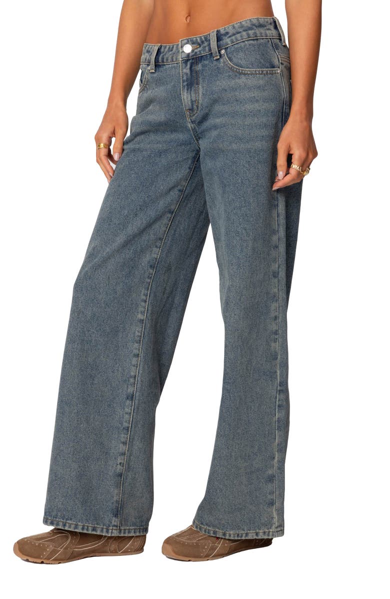 EDIKTED Leopard Heart Wide Leg Jeans, Alternate, color, Blue-Washed