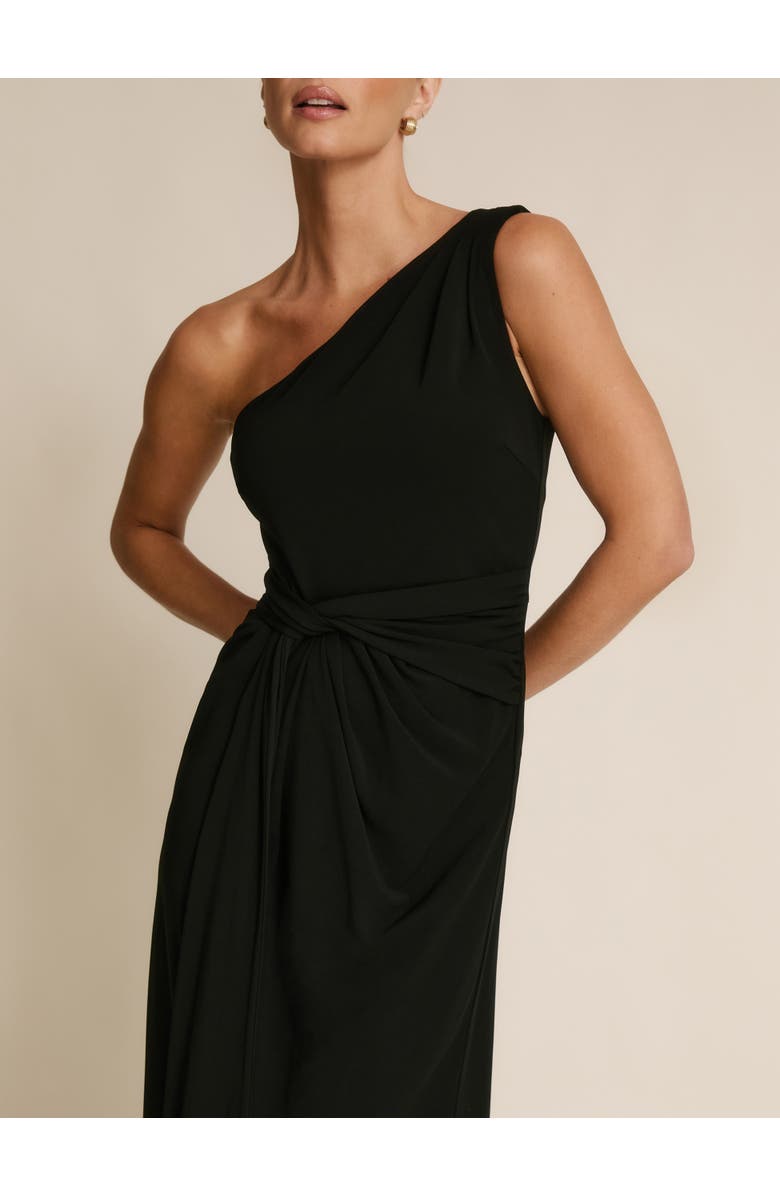 Six Stories One Shoulder Drape Stretch Bridesmaid, Alternate, color, Black