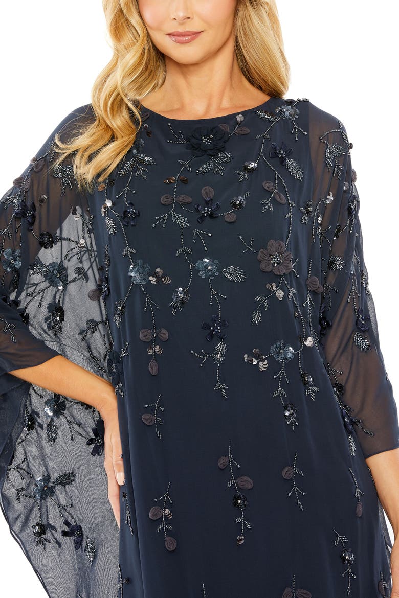 Embellished Mesh High Neck Trapeze Dress, Alternate, color, Midnight