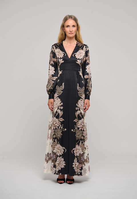 Laradea Silk Floral V-Neck Maxi Dress