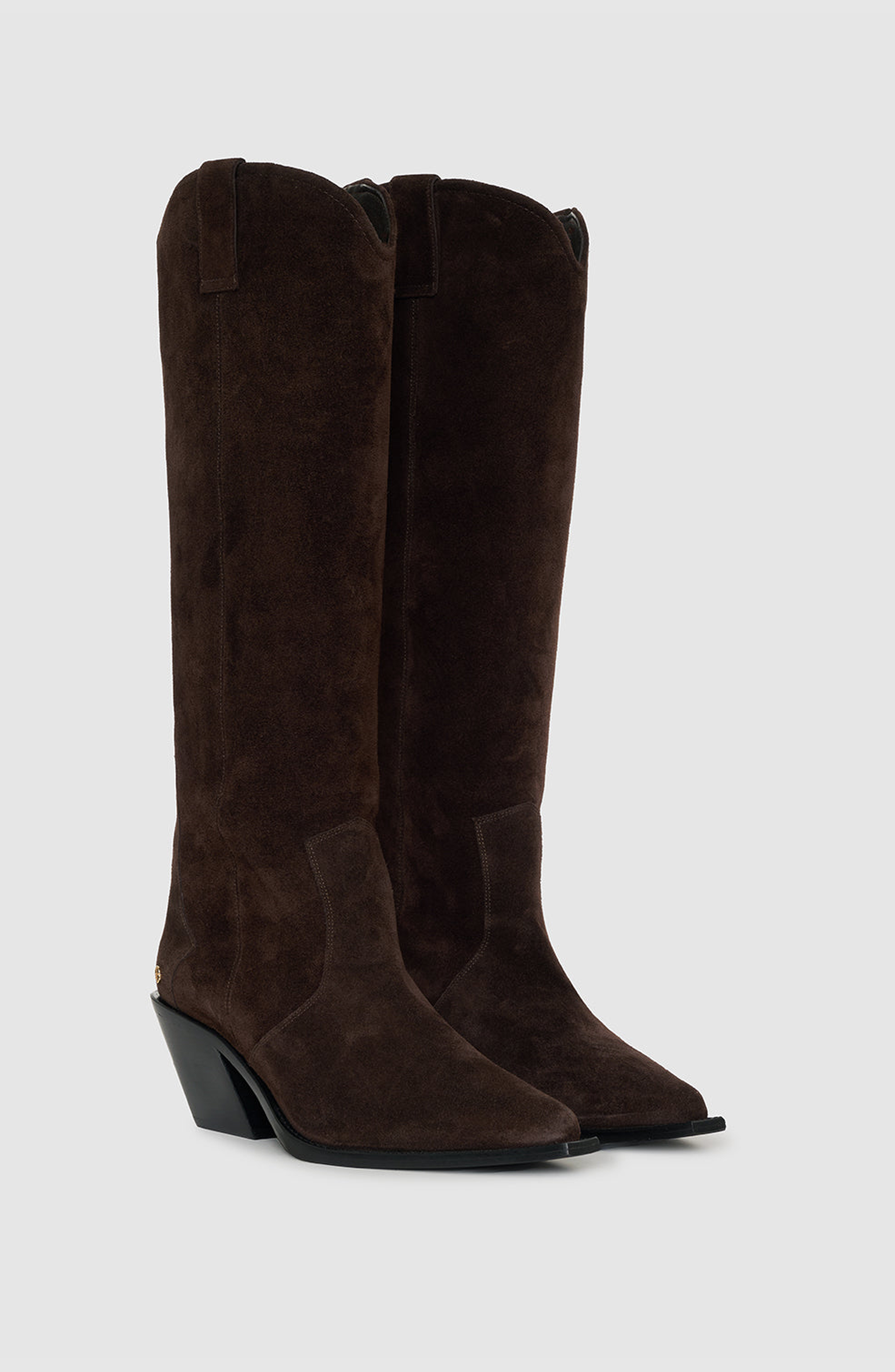 ANINE BING Tania Tall Suede Boots, Alternate, color, Dark Brown Suede