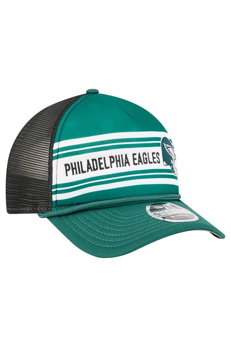 Men's New Era  Green Philadelphia Eagles  Linear A-Frame 9FORTY Adjustable Hat, Alternate, color, Green