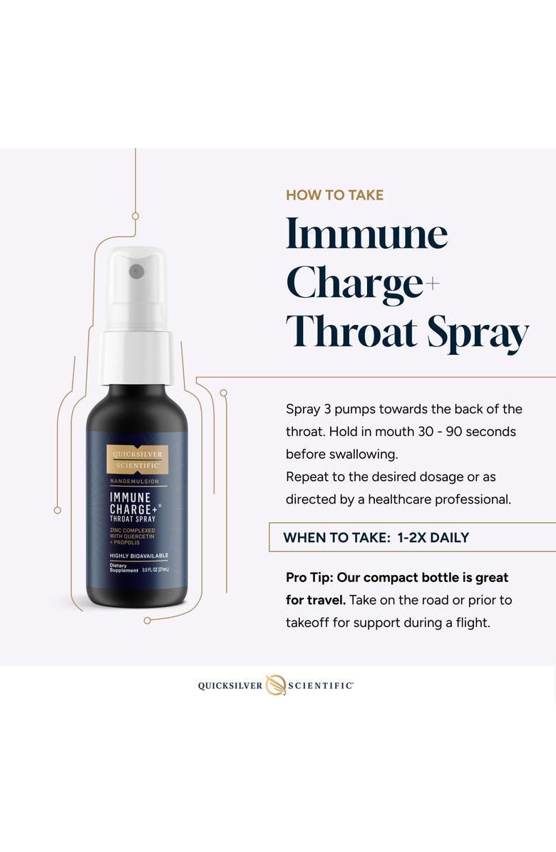 Quicksilver Scientific Immune Charge Liposomal Zinc and Quercetin Throat Spray, Alternate, color, 
