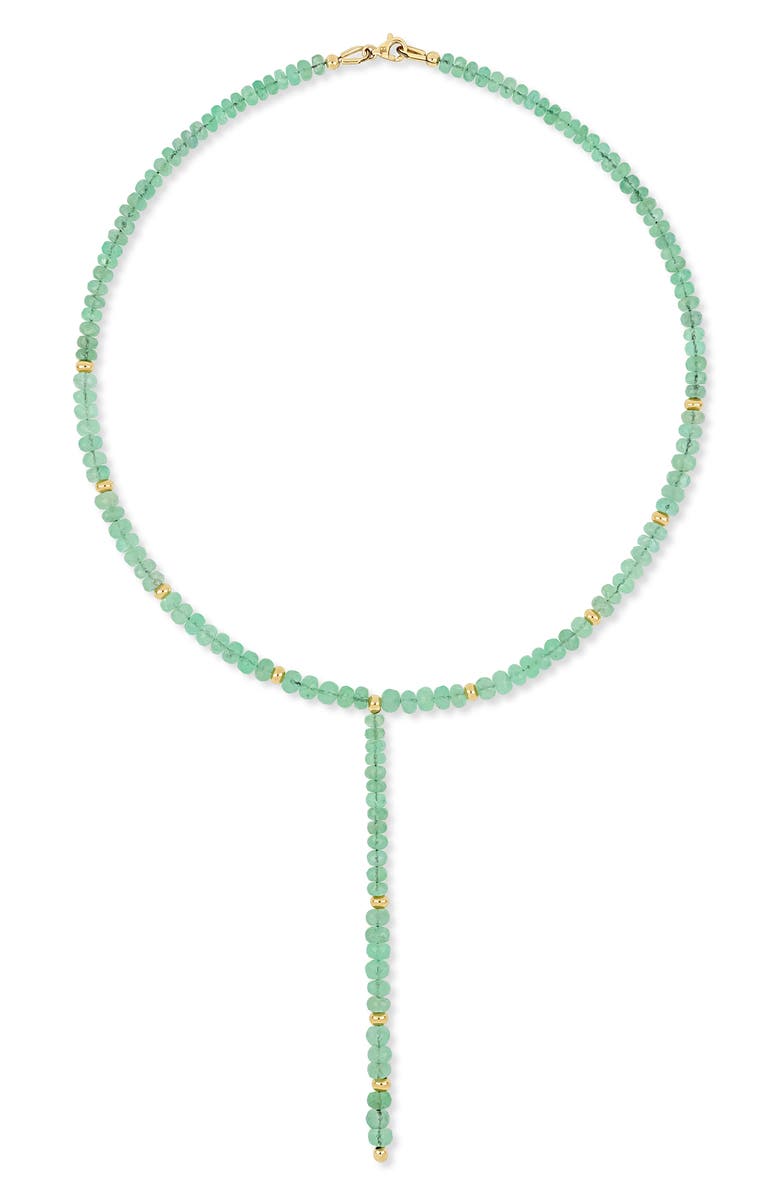 Bony Levy 14K Gold Iris Emerald Beaded Tennis Necklace, Main, color, Green