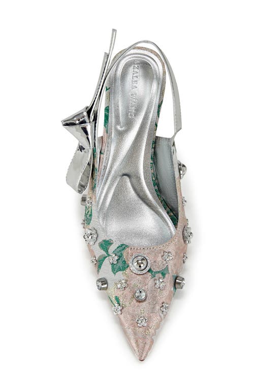Azalea Wang Sericus Embellished Pointed Toe Slingback Pump In Cream/silver