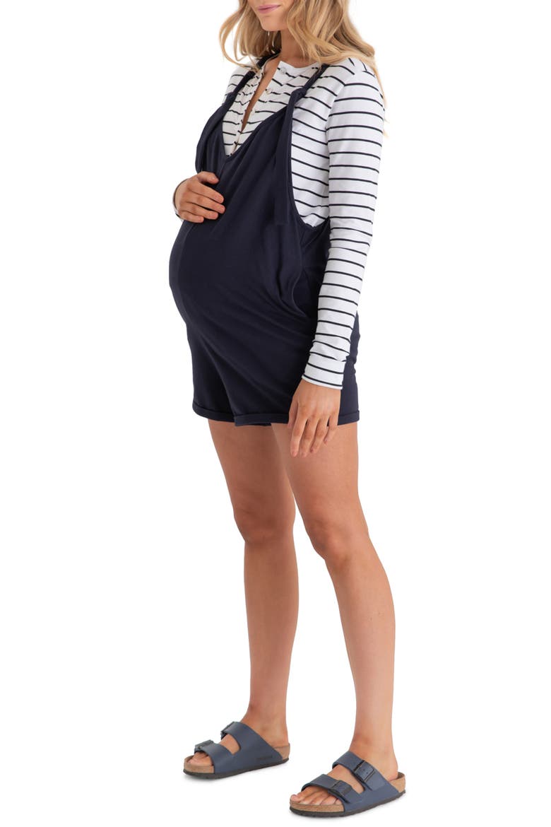 Chalet Maternity Romper, Alternate, color, NAVY