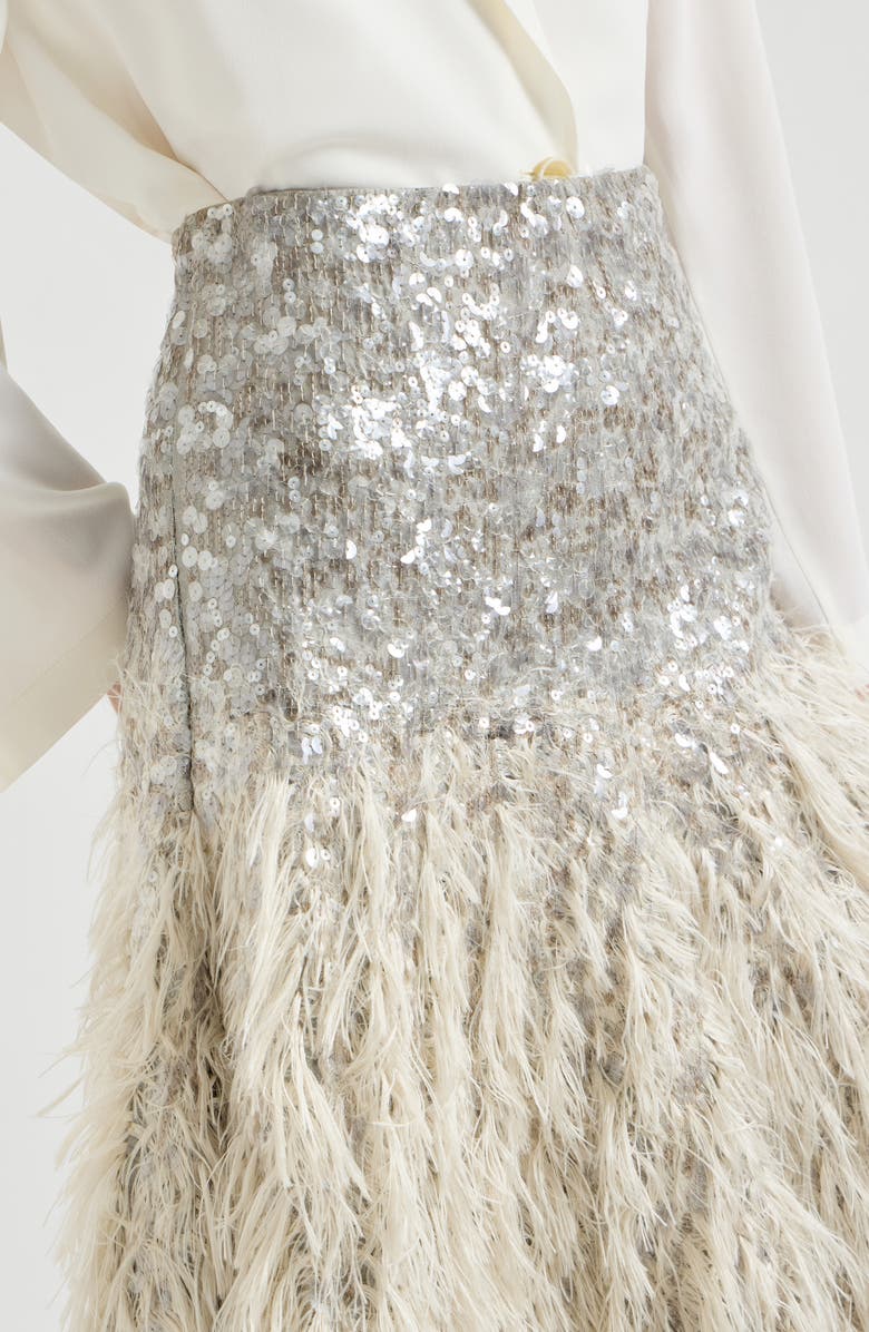 Brunello Cucinelli Dazzling dégradé skirt, Alternate, color, Grey