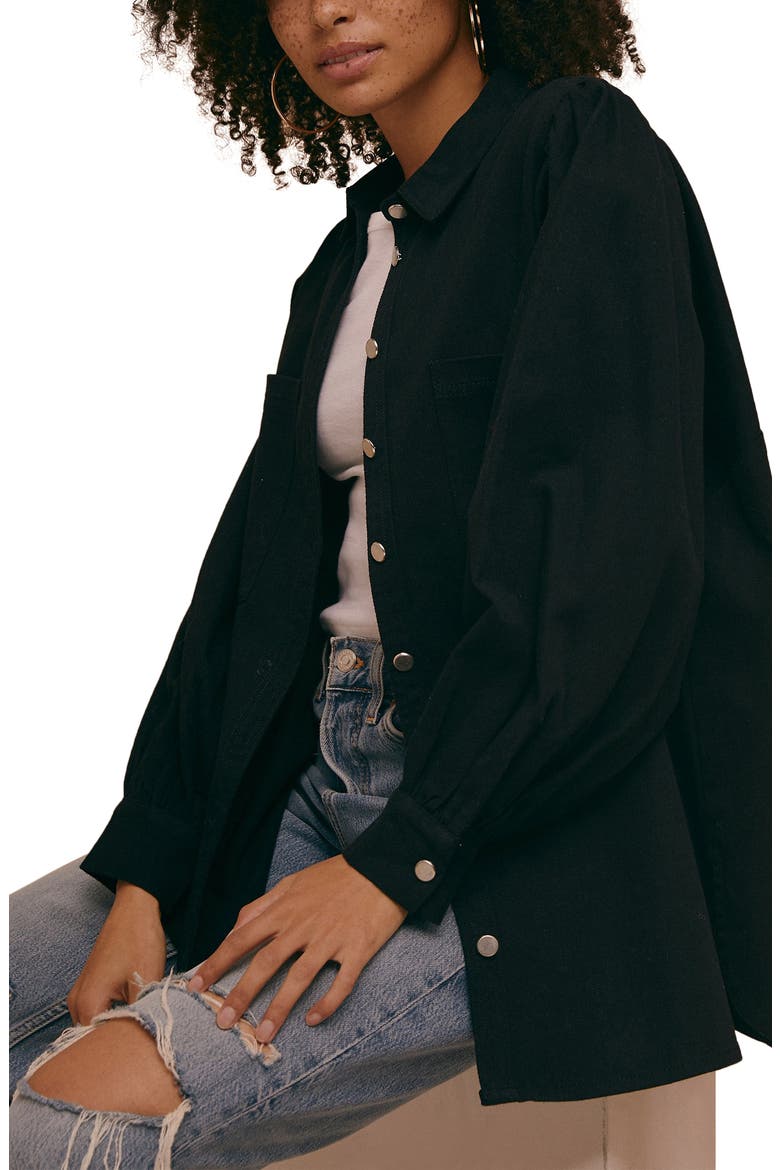 Casual Button-Up Shirt, Main, color, BLACK