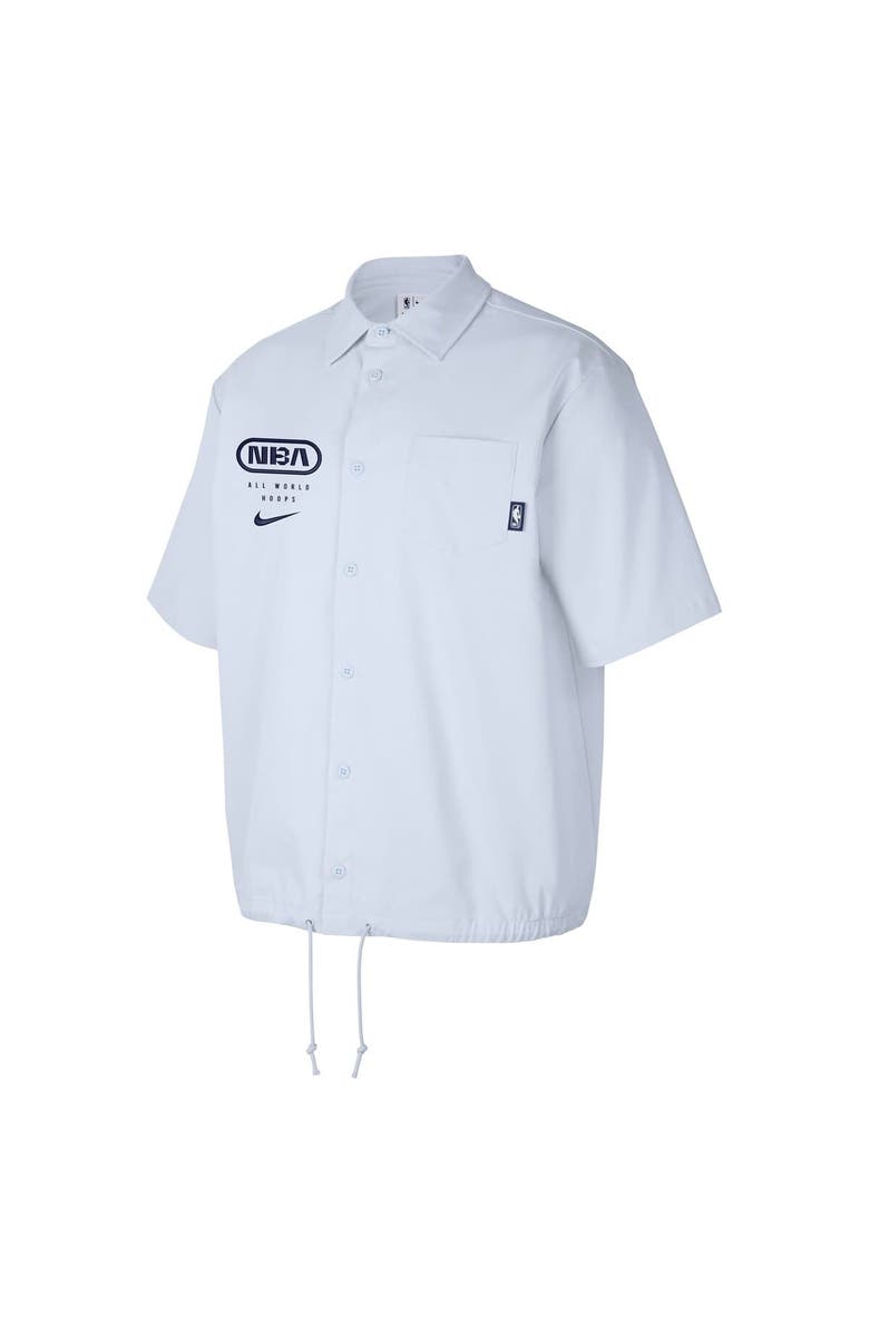 Nike Men's Nike Gray NBA All World Hoops Short Sleeve Button-Up Coaches Top, Alternate, color, Gray