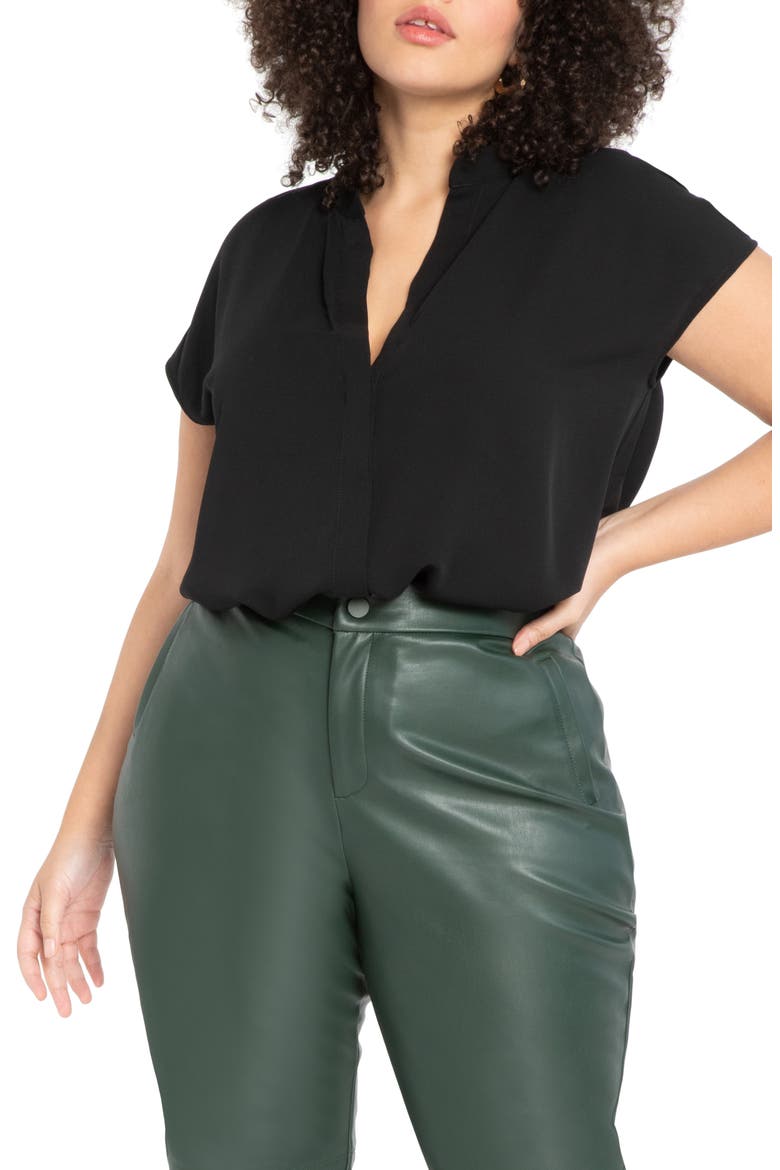 Notch Collar Blouse, Main, color, BLACK