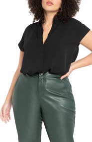 ELOQUII Notch Collar Blouse
