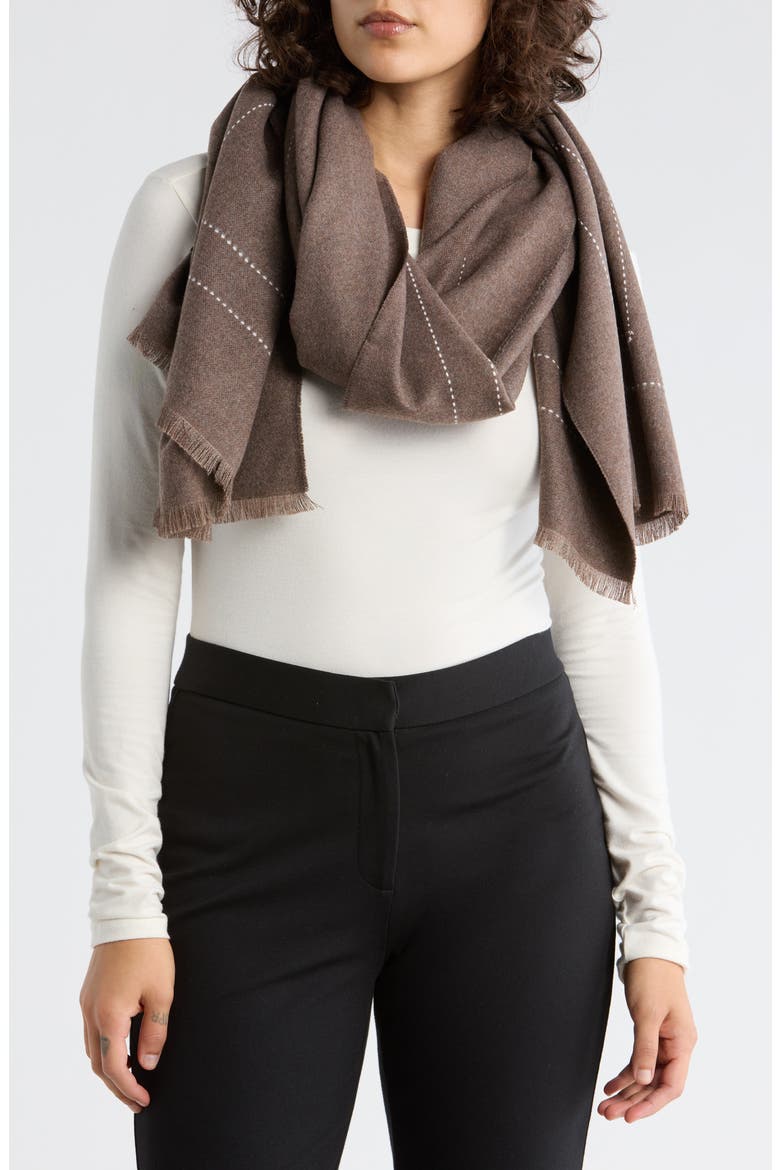 Contrast Stitch Border Scarf, Main, color, BR
