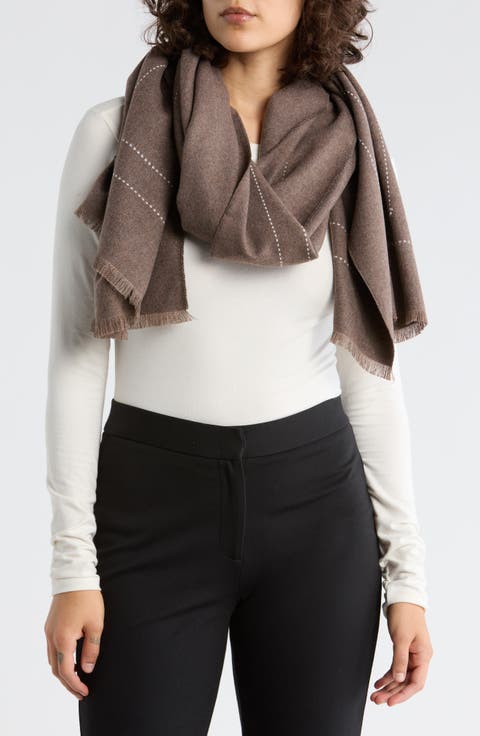 Contrast Stitch Border Scarf