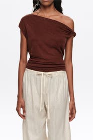 Bimba y Lola Linen Knot-Neckline Top