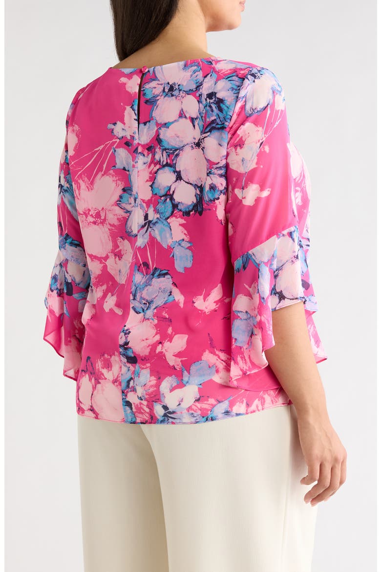 Printed Ruffle Sleeve Top, Alternate, color, PINK PERFECTION MULTI