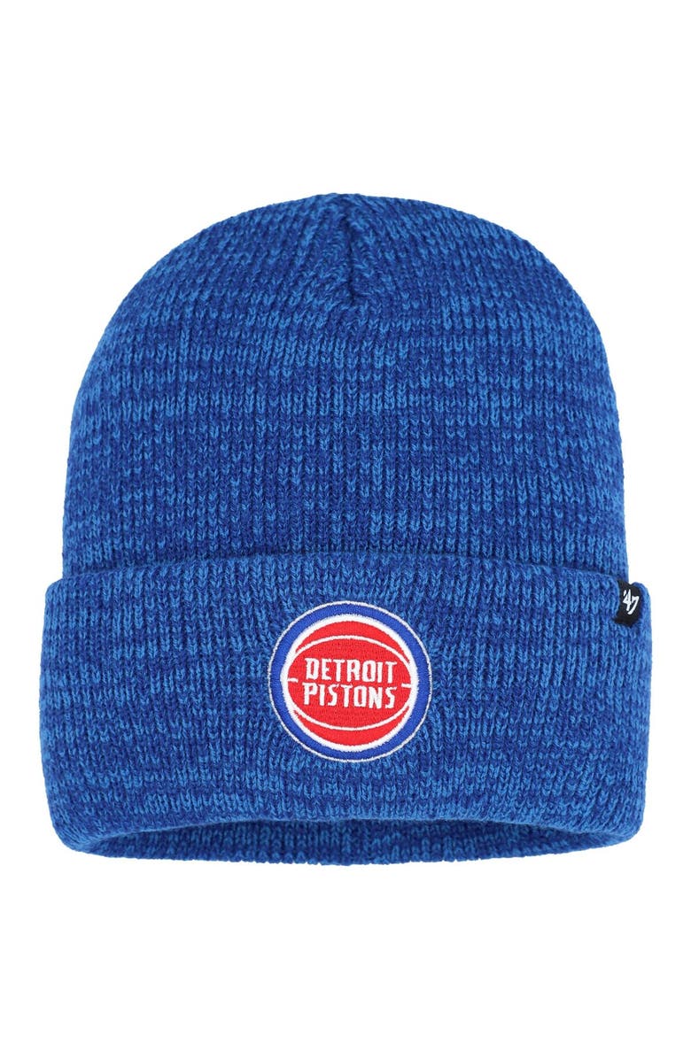 '47 Men's '47 Blue Detroit Pistons Brain Freeze Cuffed Knit Hat, Main, color, 