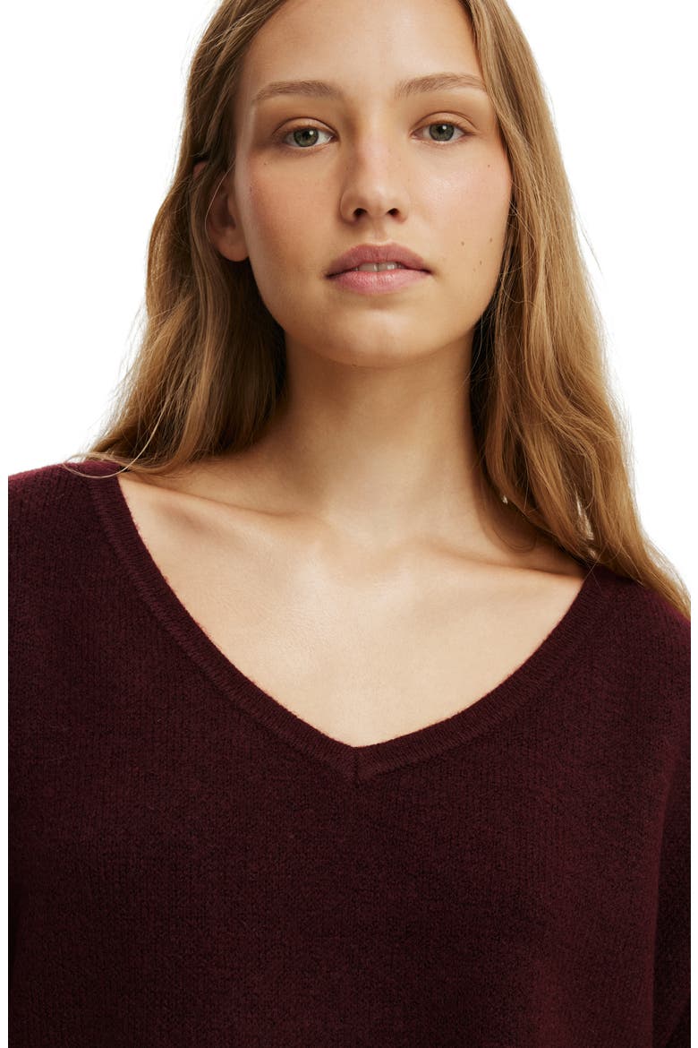 Women's Softest Luxe  Slouchy V Knit, Alternate, color, Sour Cherry