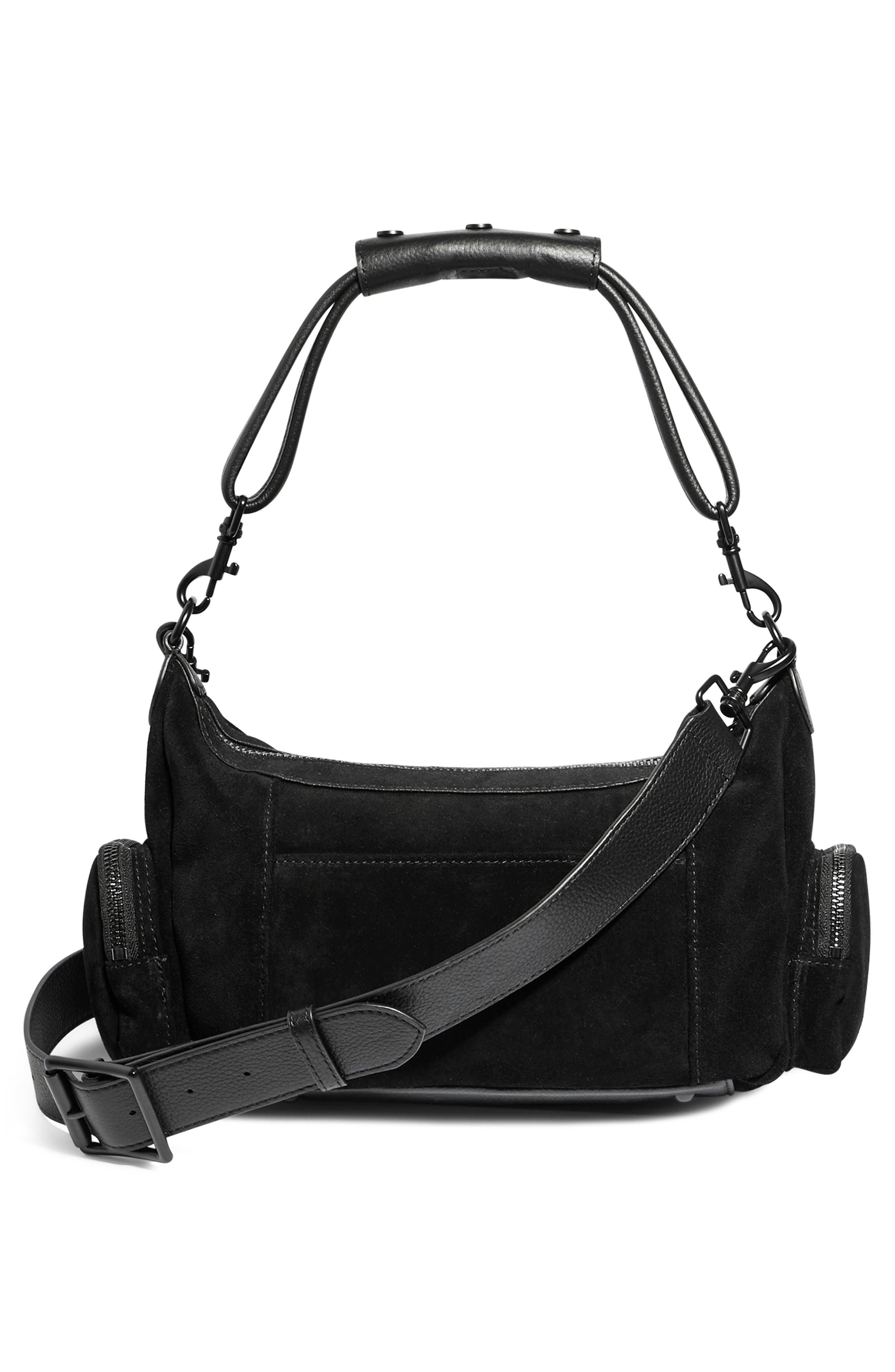 AIMEE Away We Go Suede Shoulder Bag, Alternate, color, Black Suede