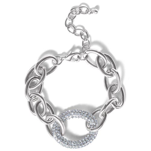 Jessica Simpson Pavé Oval Link Bracelet In White