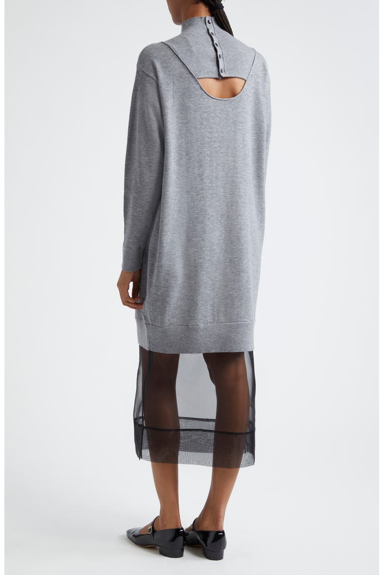 Lace Trim Wool Sweater Dress, Alternate, color, MEDIUM MELANGE GREY