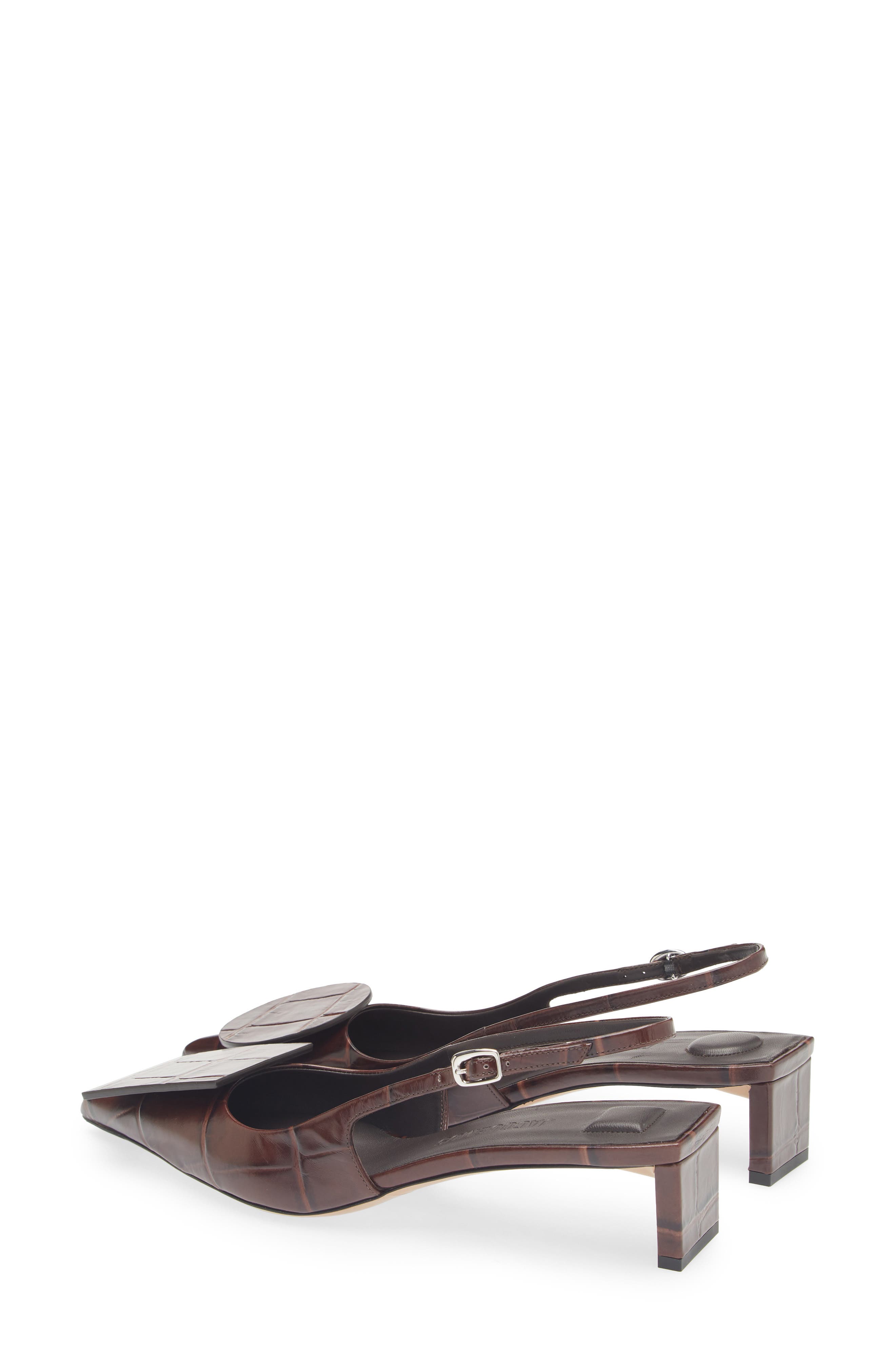 Jacquemus Les Duelo Mismatched Croc Embossed Kitten Heel Slingback Pump, Alternate, color, 