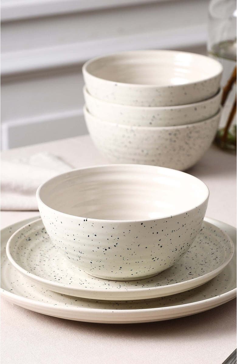 Stone Lain Dua Stoneware 12-Piece Dinnerware Set, Alternate, color, White