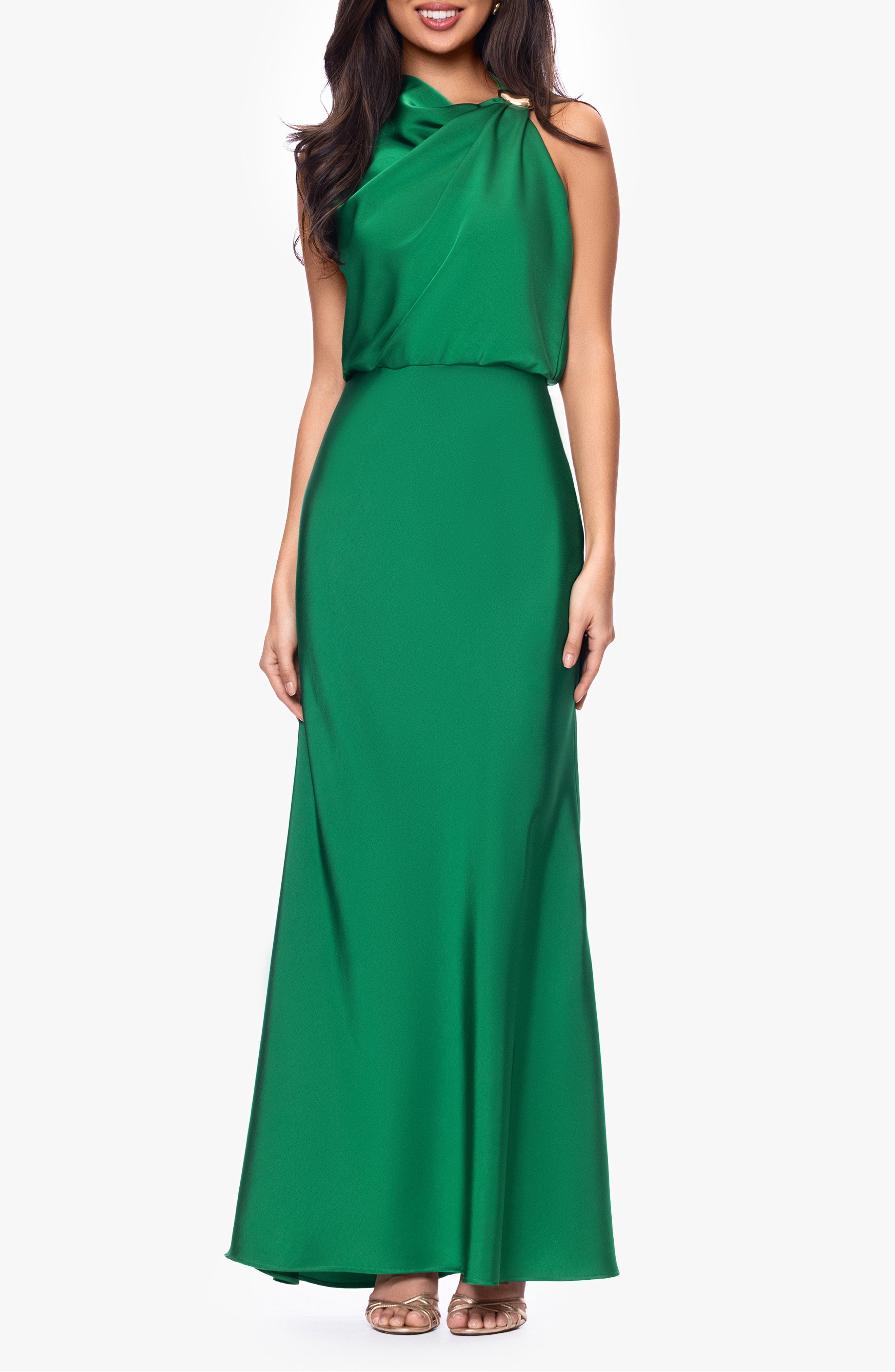 Clasp Detail Satin Gown