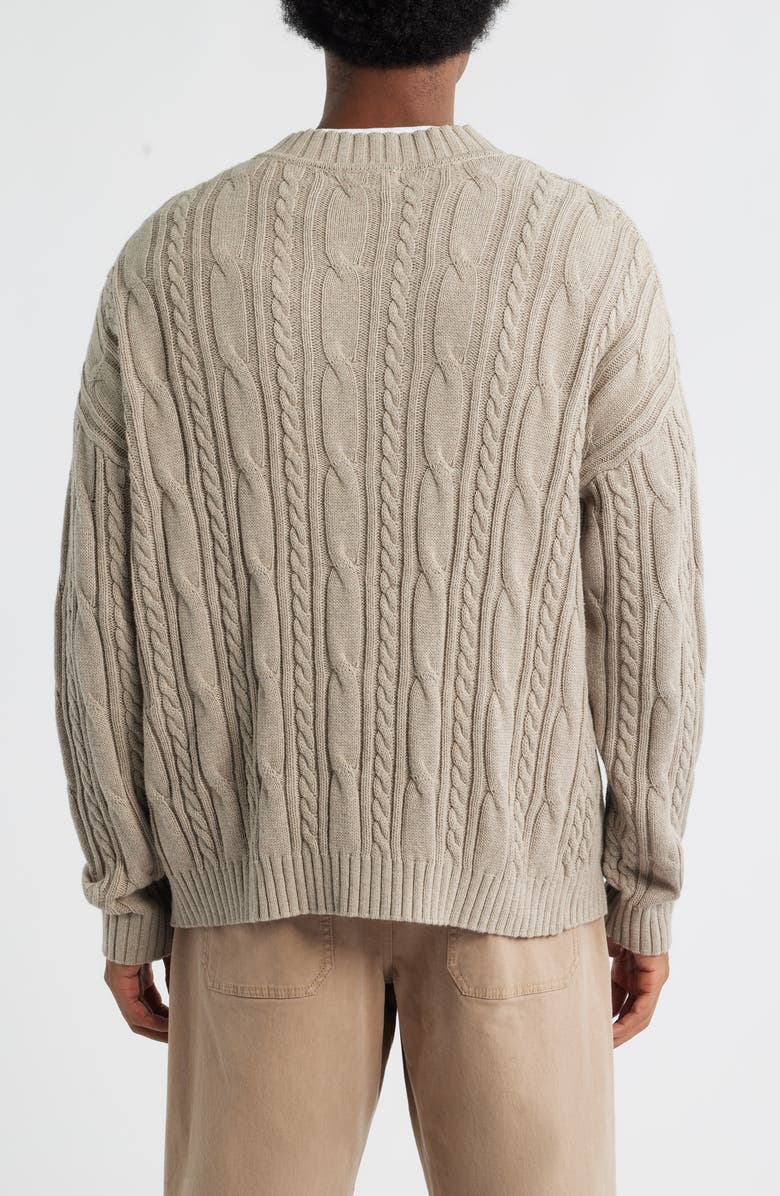 BP. Cable Cotton Cardigan, Alternate, color, Tan Teak Heather