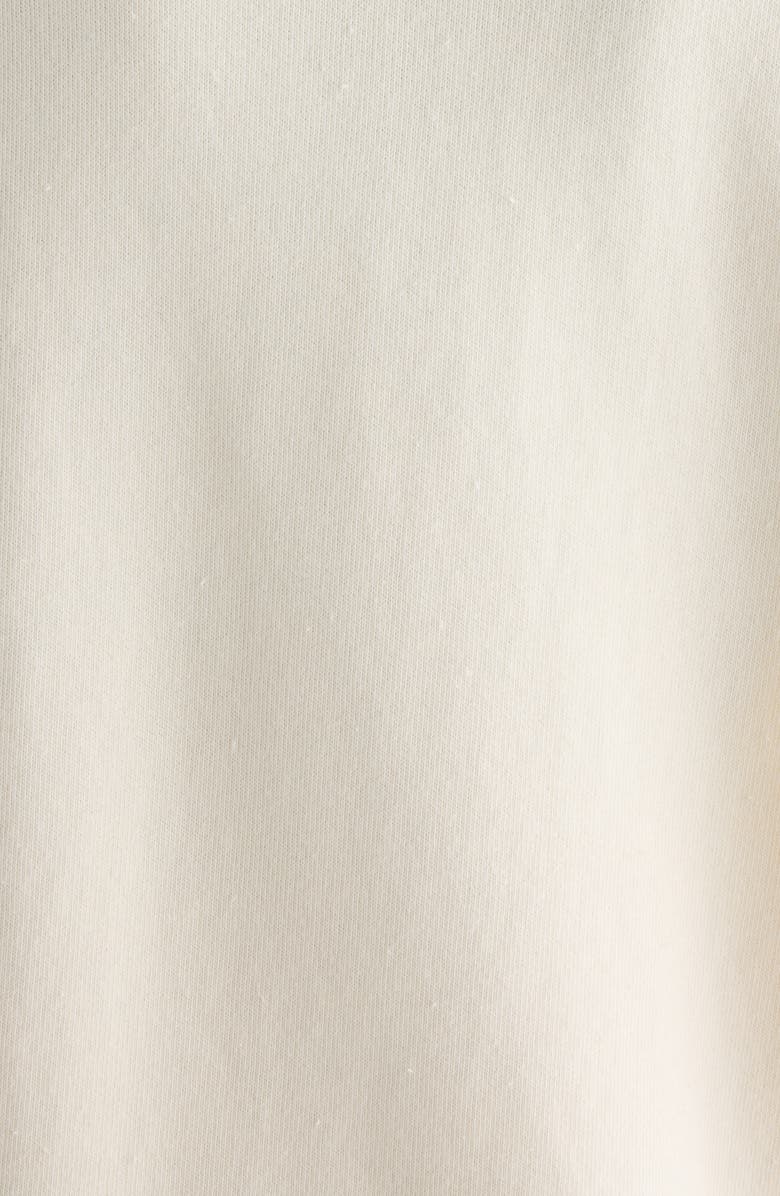 Acne Studios Logo Distressed Cotton Fleece Henley Sweatshirt, Alternate, color, Off White