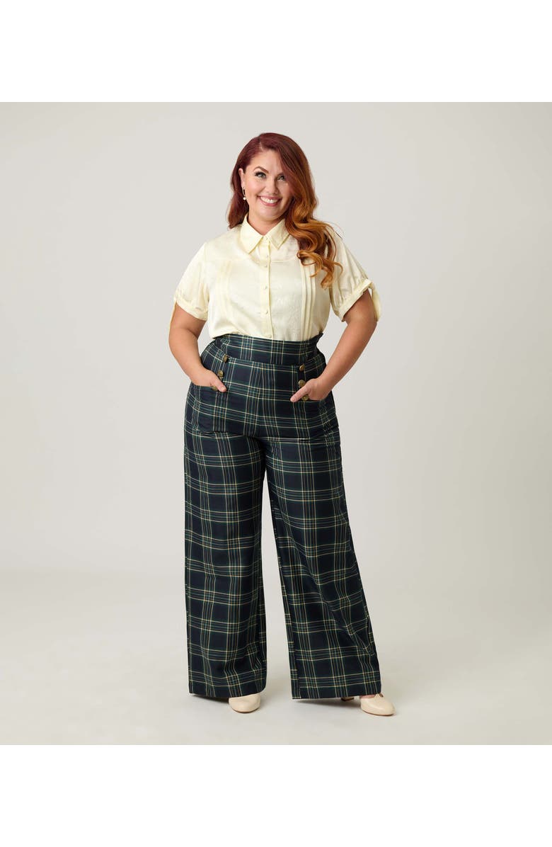 Unique Vintage Plus Size 1940s Ginger Wide Leg Pants, Main, color, Green