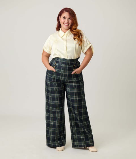 Plus Size 1940s Ginger Wide Leg Pants