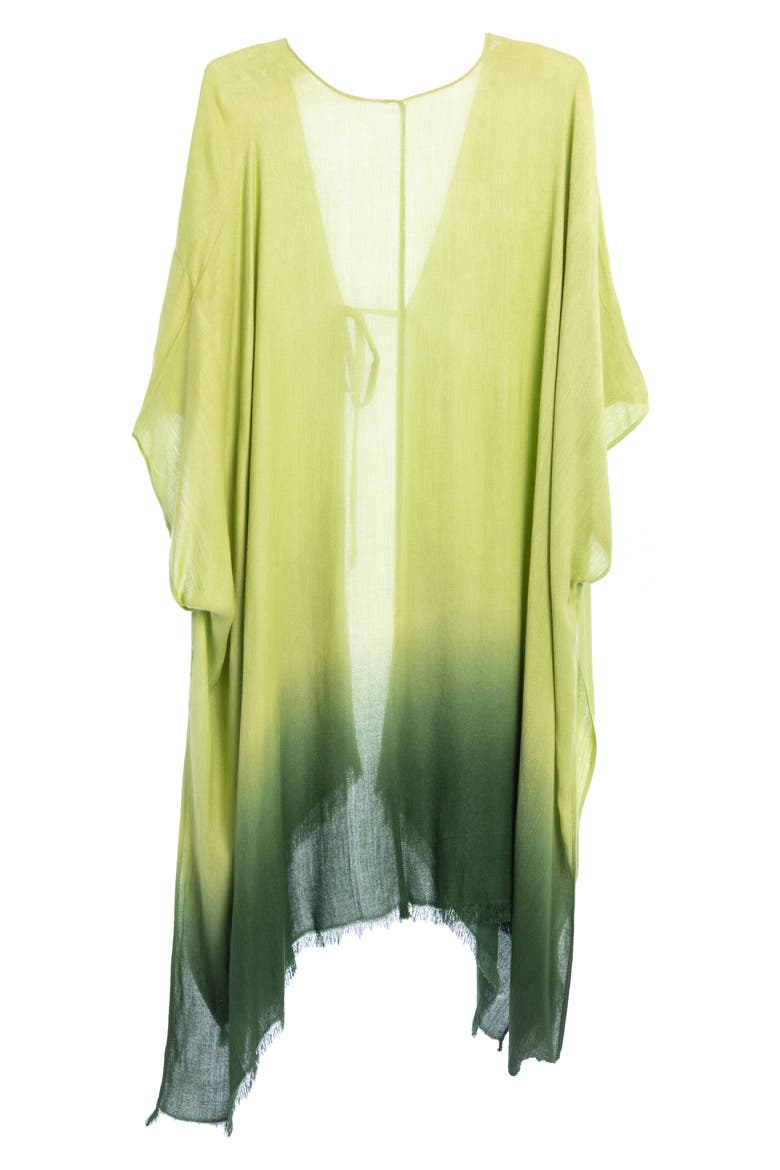 Ombré Tie Front Ruana, Alternate, color, GREEN