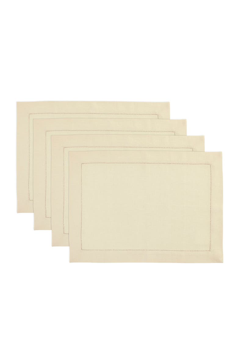 Linen Placemats Set of 4, 14 x 19" - Medium Weight Hemstitch, Main, color, Creamy Ivory