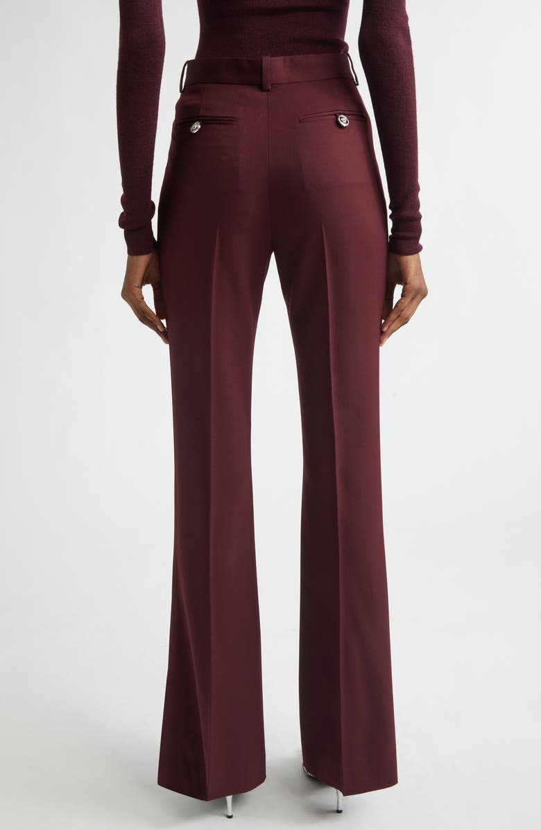 Versace Stretch Virgin Wool Gabardine Flare Leg Pants, Alternate, color, Burgundy