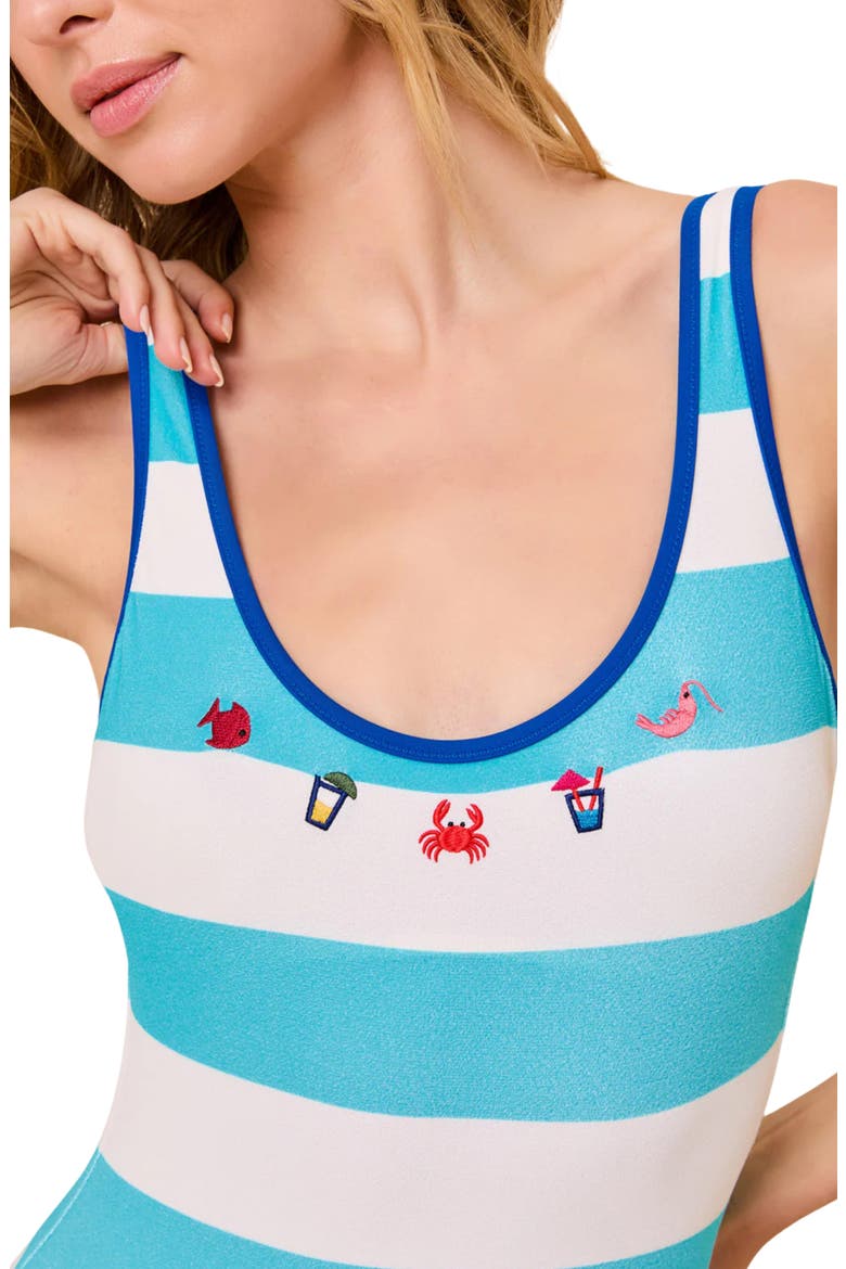 The Hailey Striped One-Piece Swimsuit, Alternate, color, AZUL
